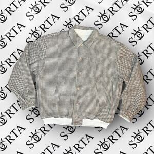 VTG Designer Sulka Italy Houndstooth Wool Cashmere Reversible Jacket Size L RARE